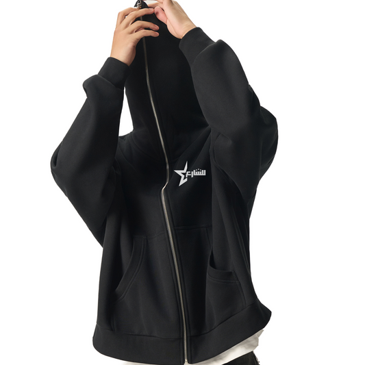 Full-Zip Boxy Hoodie-"FLEX"