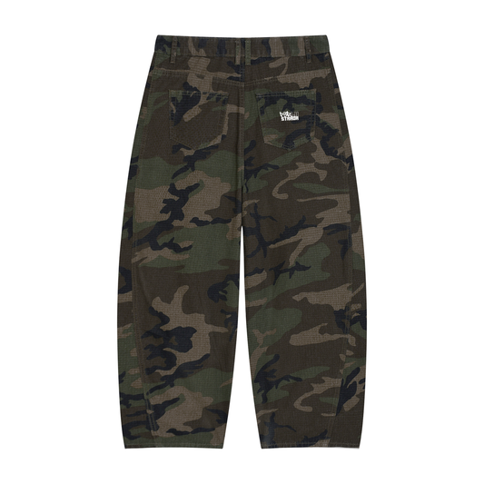 Camo Barrel Leg Cargo Pants
