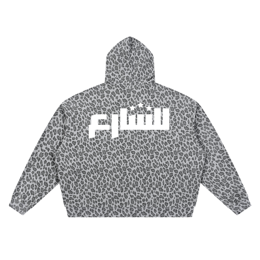 Unisex Leopard Print Waffle Full Zip Hoodie