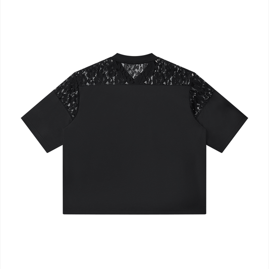 Lace Paneling V-Neck Tee