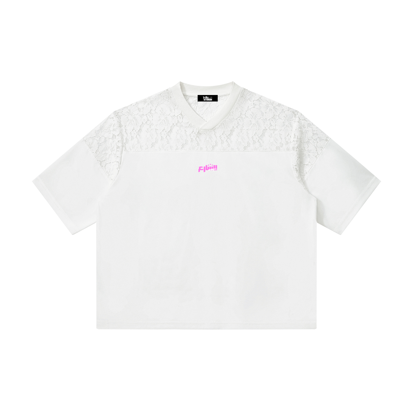 Lace Paneling V-Neck Tee