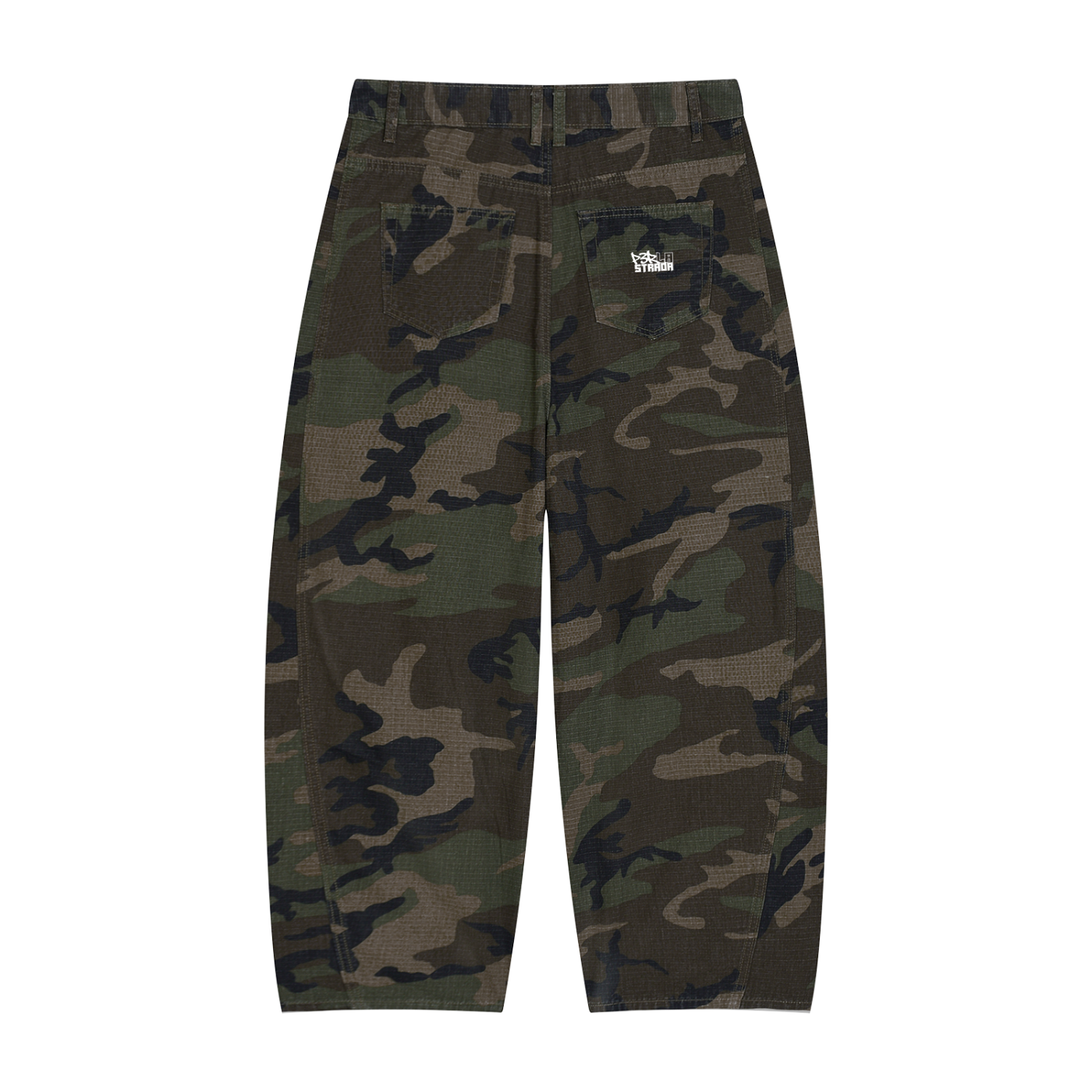 Camo Barrel Leg Cargo Pants