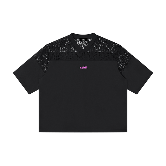Lace Paneling V-Neck Tee