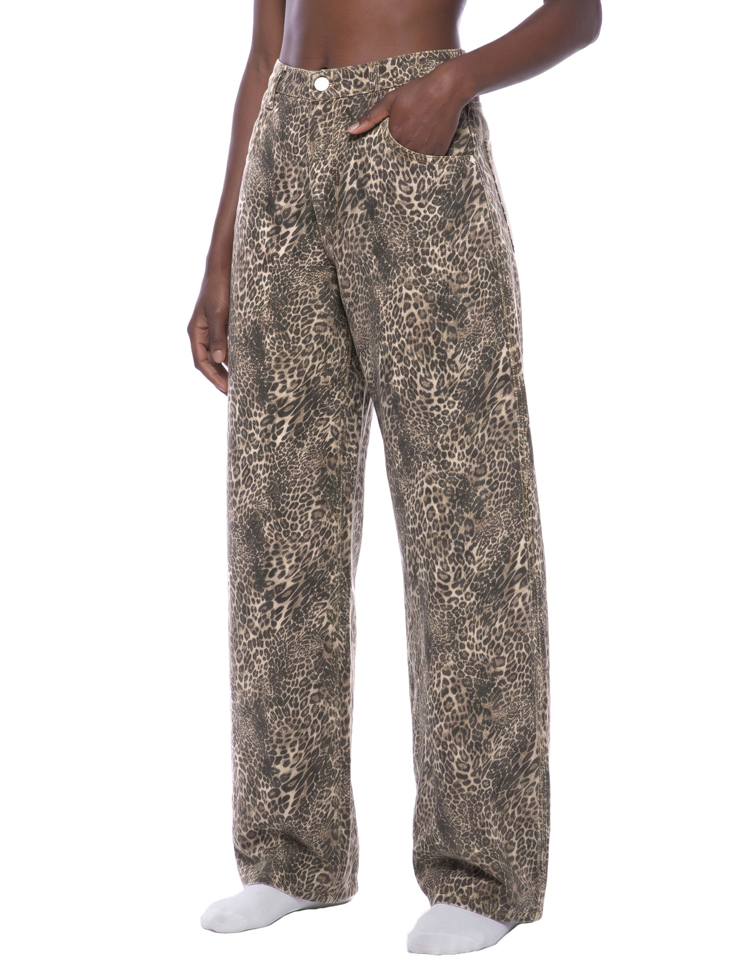 UNISEX Leopard Wide Leg Jeans